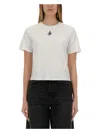Jw Anderson Mens White Anchor-embroidery Crop Cotton-jersey T-shirt In White