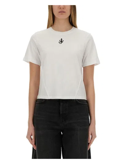JW ANDERSON WOMEN'S CROPPED TSHIRT WITH ANCHOR JWA LOGO