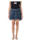 Jw Anderson Women's Curved Patch Pockets Mini Denim Skirt In Mid Blue