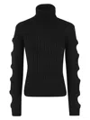Jw Anderson Women's Cut Out Sleeve Turtleneck Jumper Sweater In Black