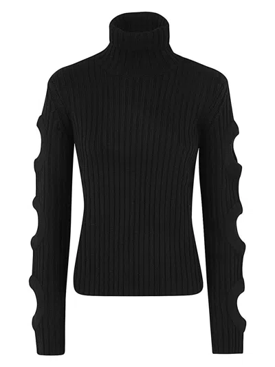 JW ANDERSON WOMEN'S CUT OUT SLEEVE TURTLENECK JUMPER SWEATER