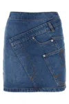 Jw Anderson Mini Skirt With Asymmetric Design And Pockets In Blue