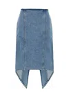 Jw Anderson Women Light Blue Cotton Denim Layered Midi Skirt