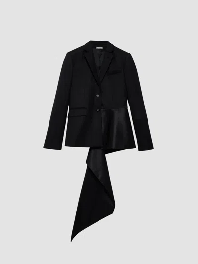 Jw Anderson Satin-trimmed Wool-twill Jacket In Black
