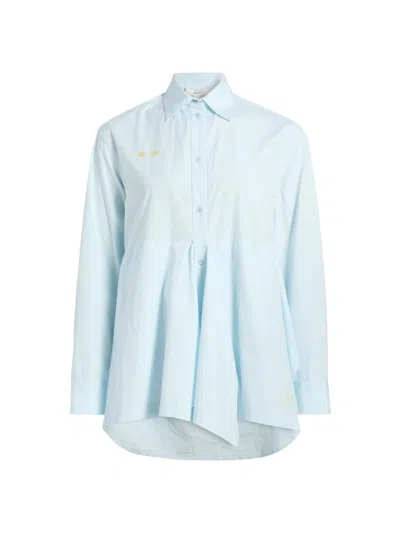 Jw Anderson Women's Draped Cotton Peplum Shirt In Blue