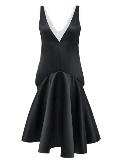 Jw Anderson Draped Dress With V-neckline In Black