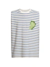 JW ANDERSON WOMEN'S EMBROIDERED STRIPE COTTON TERRY T-SHIRT