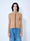 Jw Anderson Fitted Zip Up Cardigan In Brown