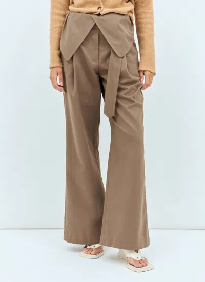 Jw Anderson Women Fold-over Pants In Brown