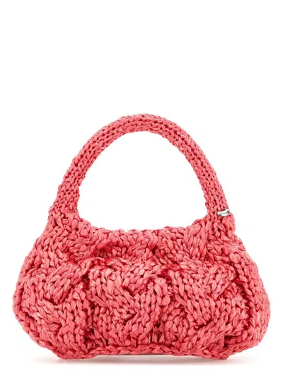 JW ANDERSON WOMEN'S FUCHSIA RAFFIA SMALL CABLE HANDBAG