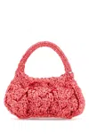 Jw Anderson Fuchsia Raffia Small Cable Handbag