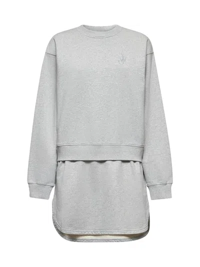 Jw Anderson Women Grey Layered Sweatshirt Dress In Gray