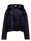Jw Anderson Hooded Biker Wool Jacket In Blue
