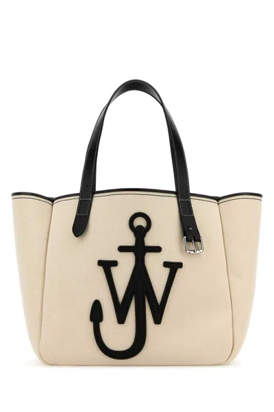 Jw Anderson Women Ivory Canvas Belt Shopping Bag In White