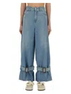 Jw Anderson Wide Jeans With Adjustable Ankle Height Belts In Denim