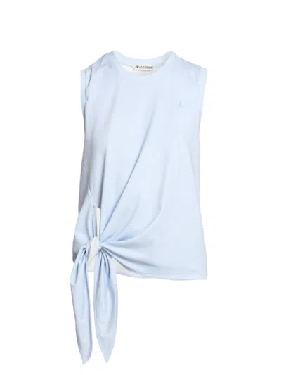 Jw Anderson Women's Knotted Cotton Tank In Blue