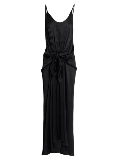 Jw Anderson W Anderson Womens Waist-knot Crinkled Silk Midi Dress Black