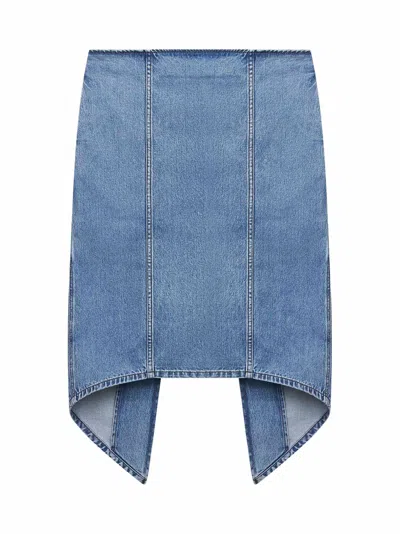 Jw Anderson Women Light Blue Cotton Denim Layered Midi Skirt
