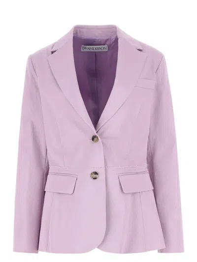 JW ANDERSON WOMEN'S LILAC STRETCH COTTON BLAZER
