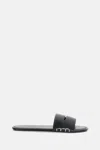 Jw Anderson Open-toe Calf Leather Slides With Contrast Stitching In Black