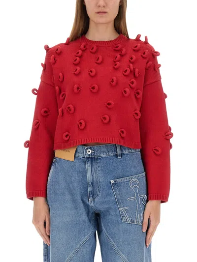 Jw Anderson Women Loop Cropped Jersey In Red