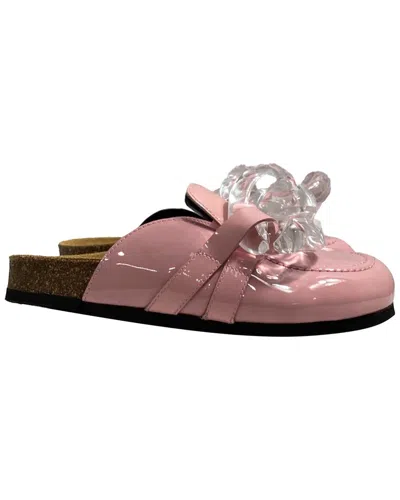 Pre-owned Jw Anderson Women's Patent Leather Chain Loafer Mule (authentic Pre-loved) In Pink