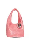 Jw Anderson Women Pink Sequin Shopper Mini Top Handle Bag