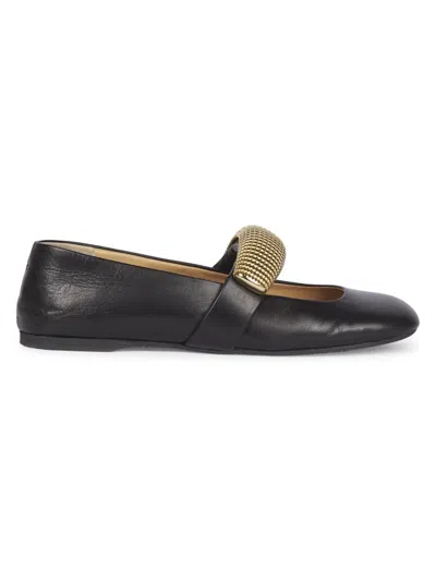 Jw Anderson Popcorn Metal-strap Ballerina Flats In Black