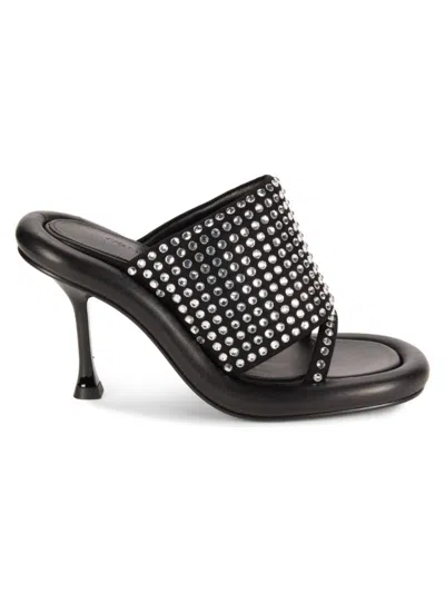 JW ANDERSON WOMEN'S RHINESTONE EMBELLISHED SUEDE SANDALS