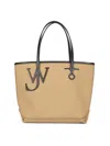 Jw Anderson Beige Canvas Small Anchor Bucket Bag Beigeblack Borse A Mano In Neutral