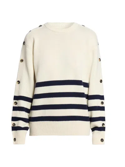 Jw Anderson Womens Buttoned Sleeve Breton Jumper In Ivory In Neutral