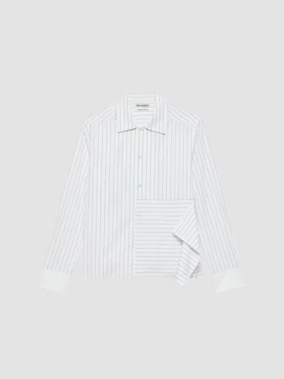 Jw Anderson Women's Striped Cotton Draped Shirt In Blue