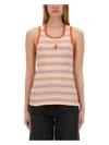 Jw Anderson Scoop Neck Sleeveless Top With Horizontal Stripes In Multicolour