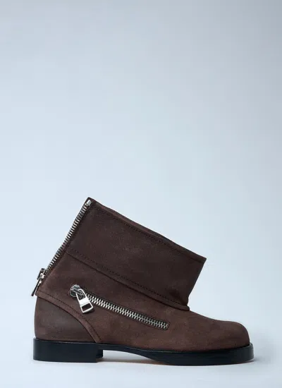 Jw Anderson Women Suede Biker Boots In Brown