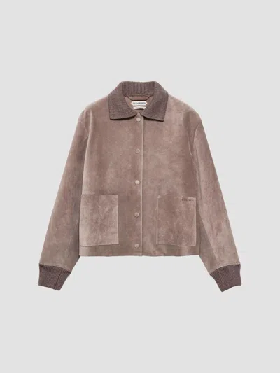 Jw Anderson Wool-trimmed Suede Blouson Jacket In Metallic