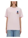 Jw Anderson T-shirt Embroidered Window Graphic Print In Pink