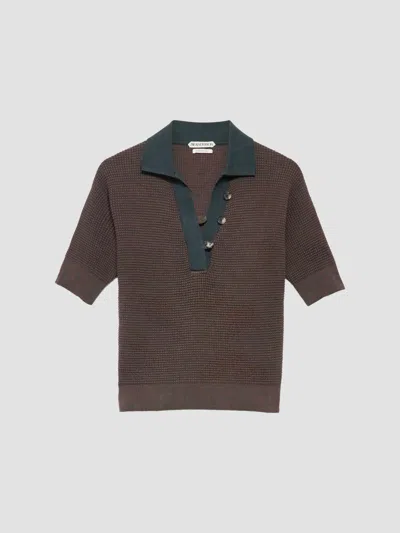 Jw Anderson Women's Textured Cotton-blend Polo Sweater In Green