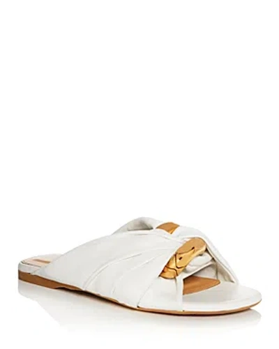 Jw Anderson Women's Twist Strap Black Slide Sandals In White