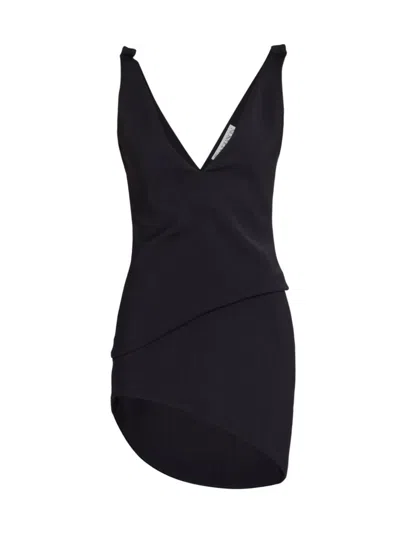 Jw Anderson Women's V-neck Asymmetric Minidress In Black