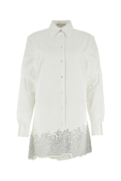 JW ANDERSON JW ANDERSON WOMEN WHITE COTTON SHIRT MINI DRESS