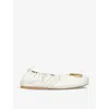 Jw Anderson Womens White Logo-plaque Leather Ballet Flats