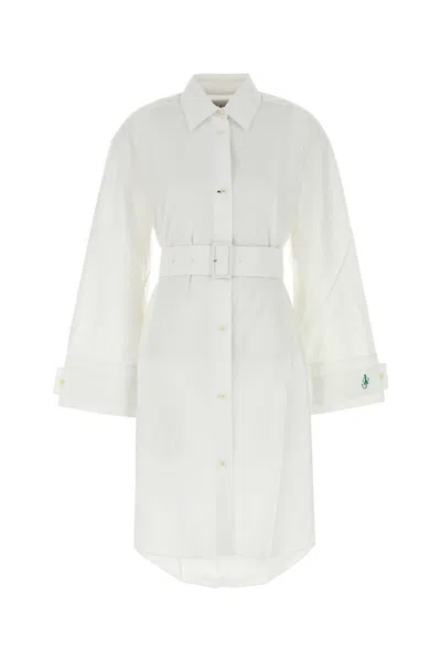 Jw Anderson Chic White Poplin Mini Shirt Dress