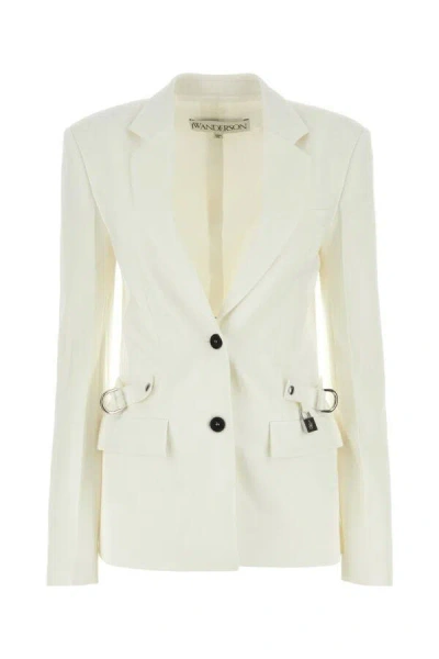 JW ANDERSON JW ANDERSON WOMEN WHITE STRETCH POLYESTER BLEND BLAZER