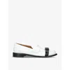 JW ANDERSON JW ANDERSON WOMEN'S WHITE/BLK BUCKLE-EMBELLISHED LEATHER LOAFERS