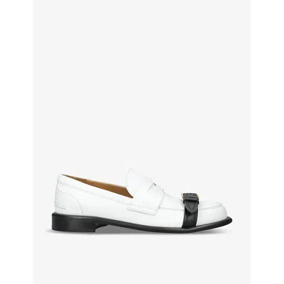 Jw Anderson Buckle-embellished Leather Loafers In White/blk