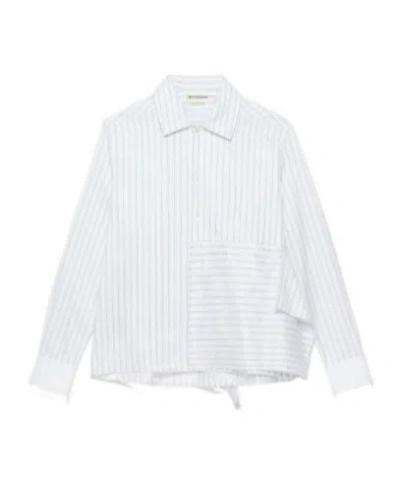 Jw Anderson Womens Asymmetric Draped Shirt In White  Blue