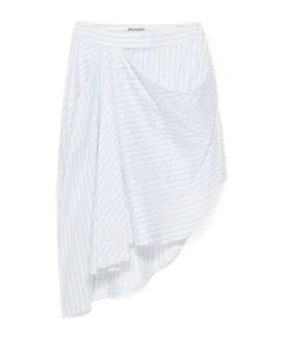 Jw Anderson Womens Asymmetric Draped Skirt In White  Blue In Multi