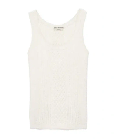 Jw Anderson Womens Cable-knit Tank Top In White