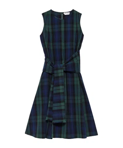 Jw Anderson Check-pattern Tie-waist Midi Dress In Multi