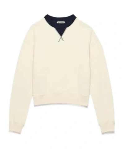 Jw Anderson Womens Contrast Collar Sweatshirt In Ecru  Navy In Neutral